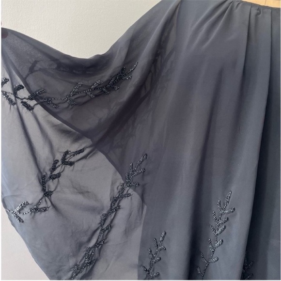 Free People Beaded Mini Pointed Cape Dress Grey - Picture 4 of 10